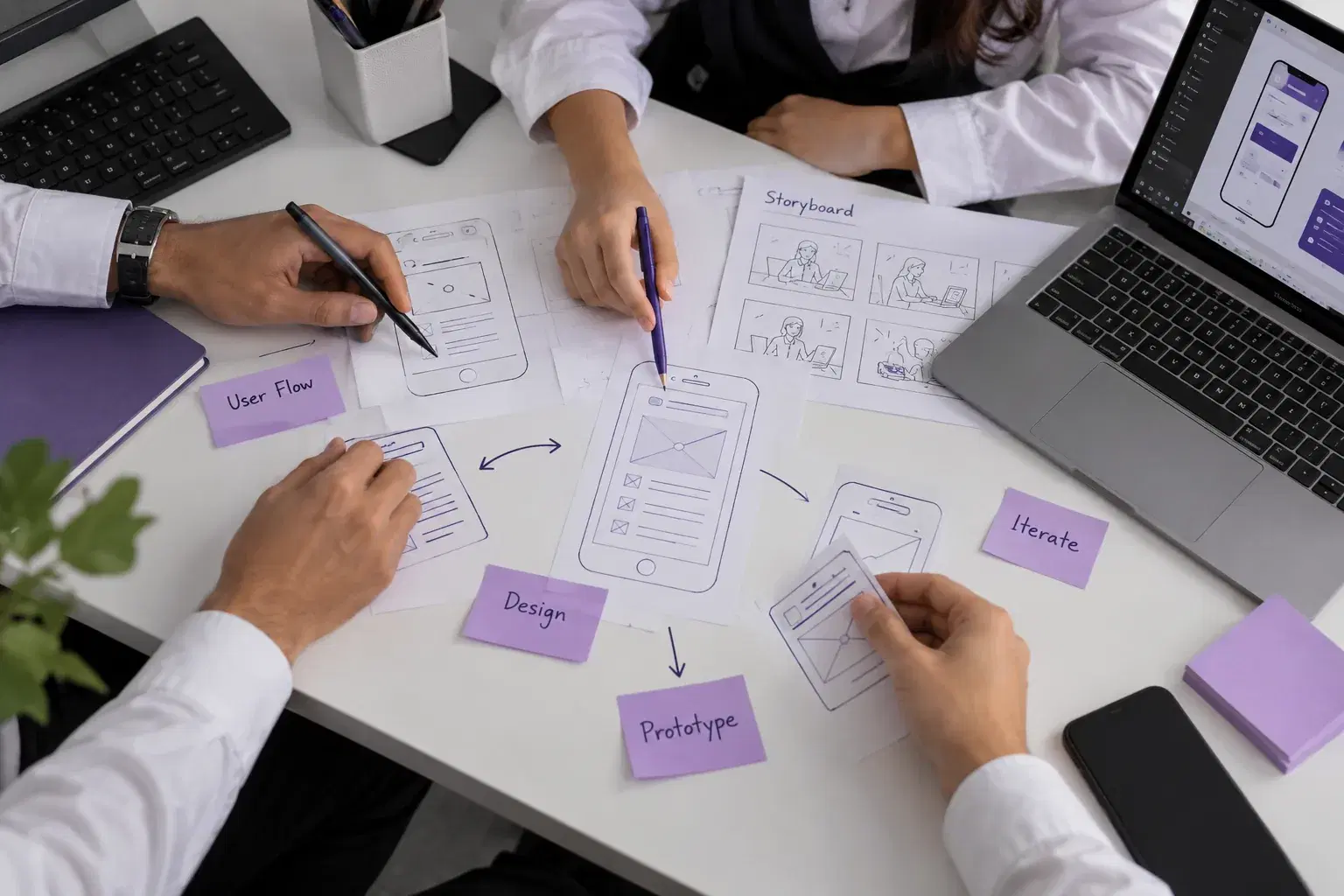 People collaborating on a digital project